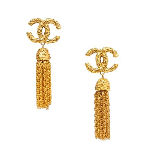 chanel gold tassel earrings|fashion gold stud earrings.